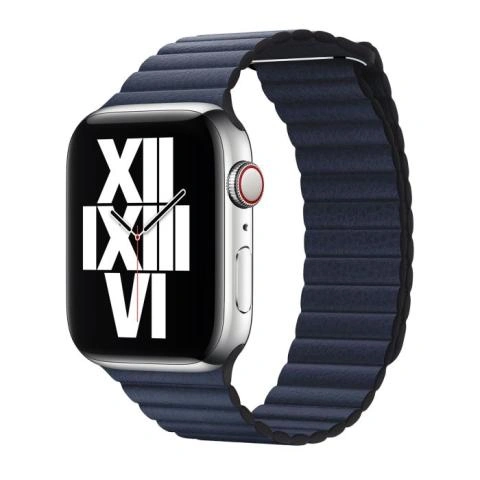 Apple Loop Cinturino a maglie in pelle per Apple Watch 42mm 44mm 45mm 49mm Diver Blue
