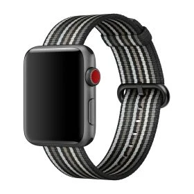 Apple Woven Nylon - Cinturino per Apple Watch 38mm / 40mm / 41mm / 42mm - Black Stripe