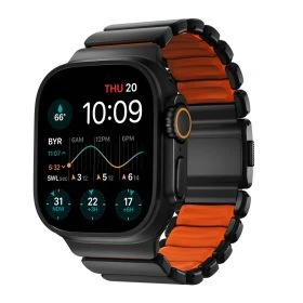 Nomad Stratos Cinturino in Titanio Apple Watch 44/45/46/49 mm Nero/Arancio Ultra