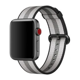 Apple Woven Nylon - Cinturino per Apple Watch 42mm / 44mm / 45mm / 49mm - Black Stripe