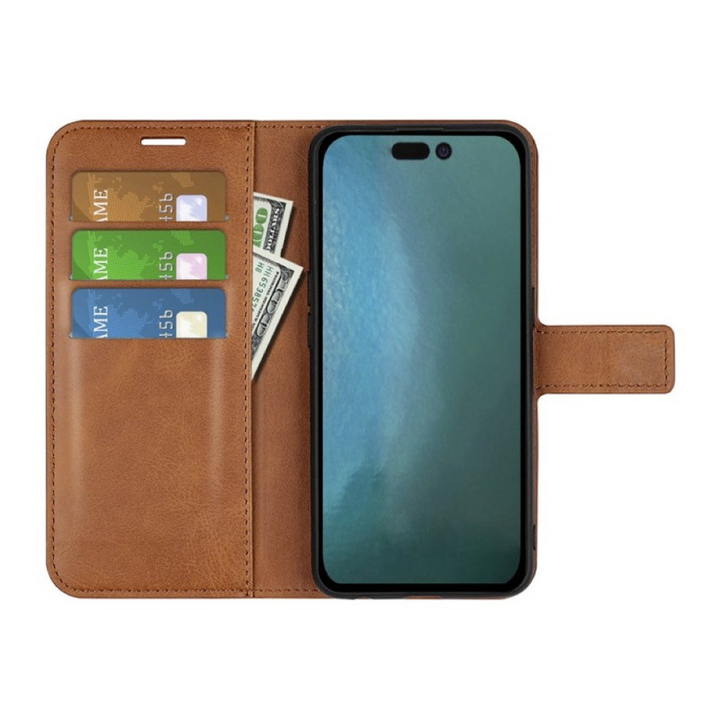 Casecentive - Cover a portafoglio in pelle per iPhone 14 Pro - Marrone