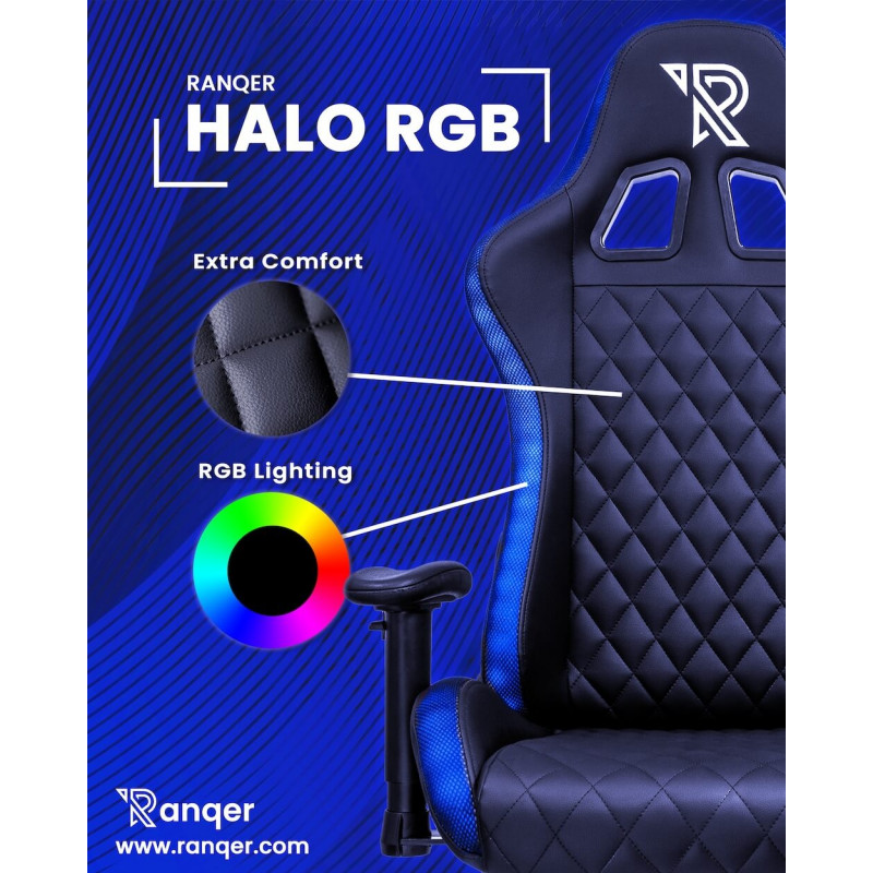 Ranqer Halo - Sedia da gaming con LED RGB - Nera