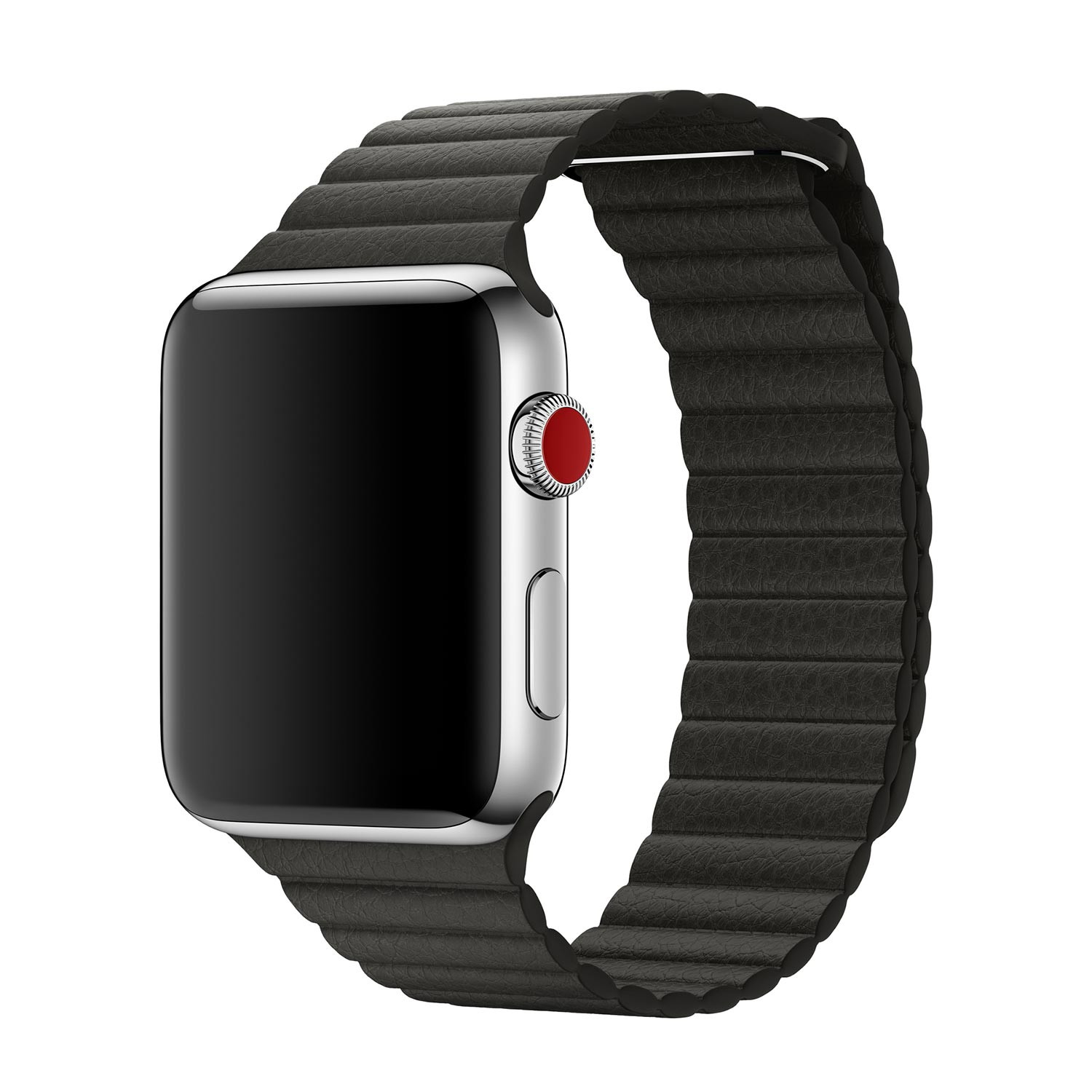 Apple Loop - Cinturino a maglie in pelle per Apple Watch - 42mm / 44mm / 45mm / 49mm - Charcoal Gray