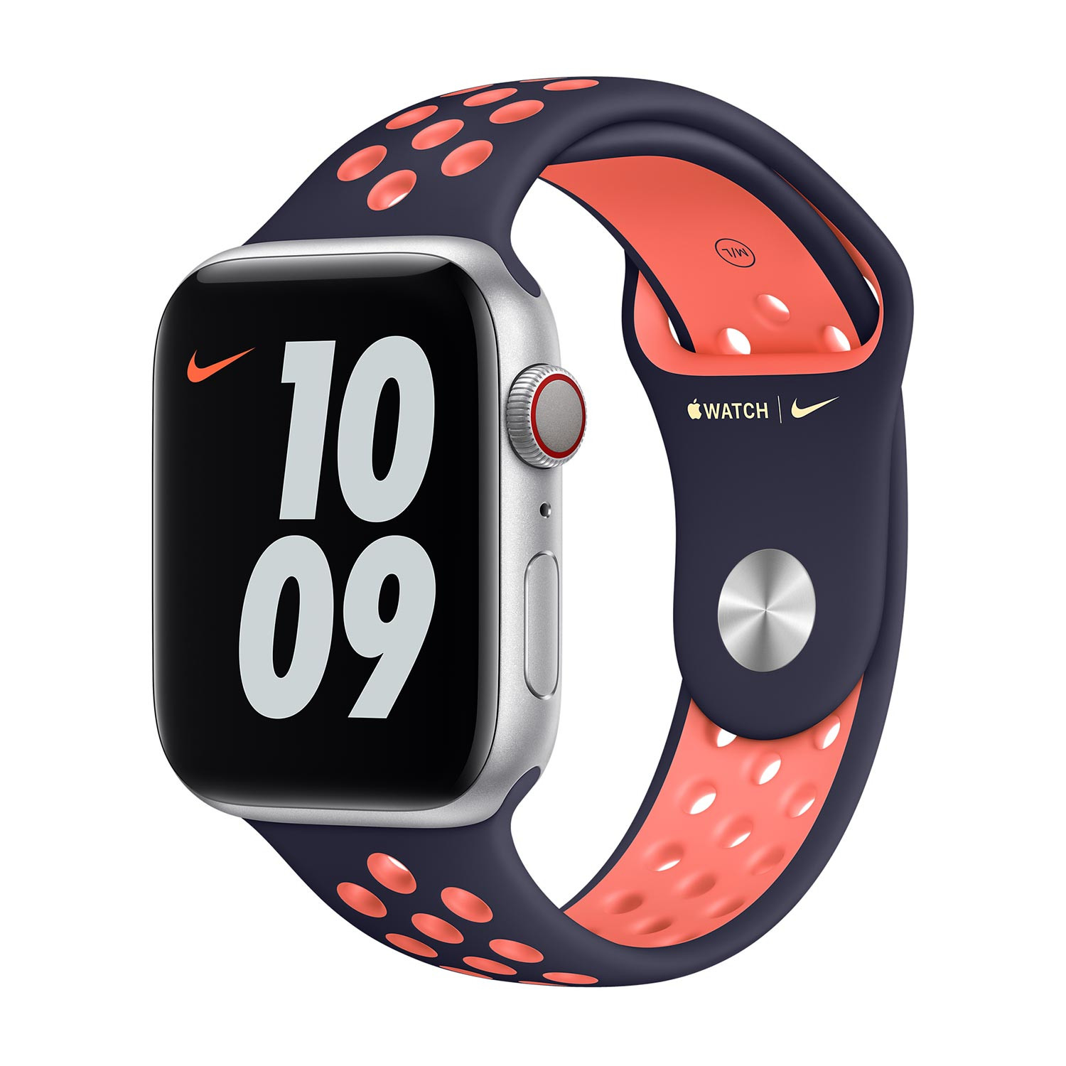 Apple Nike Sport Band - Cinturino per Apple Watch 42mm / 44mm / 45mm / 49mm - Black / Bright Mango