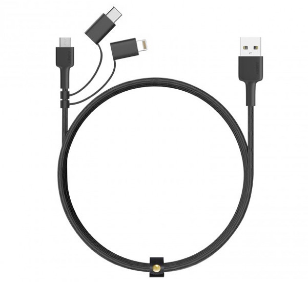 Aukey - Cavo 3-in-1 da USB-A a USB-C Micro USB e Lightning 1,2 m