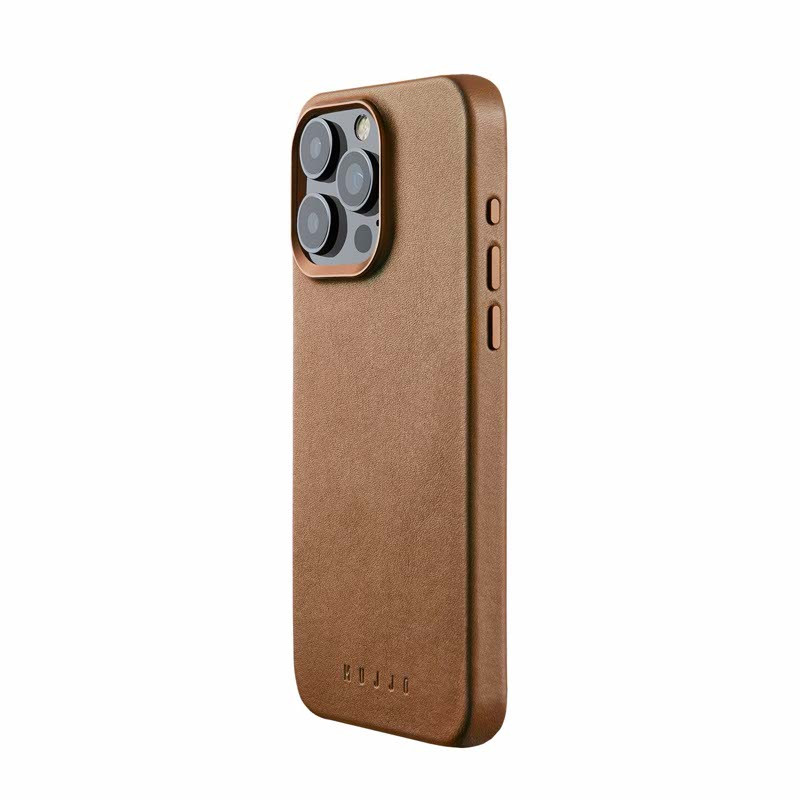 Mujjo - Cover Impact Case con MagSafe per iPhone 15 Pro Max - Marrone