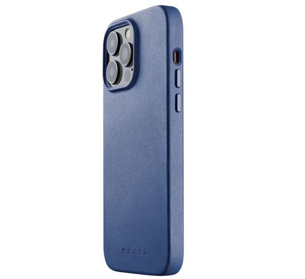 Mujjo - Cover in pelle con MagSafe per iPhone 14 / 15 Plus - Blu