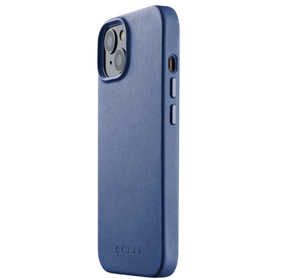 Mujjo - Cover in pelle con MagSafe per iPhone 14 / 15 - Blu