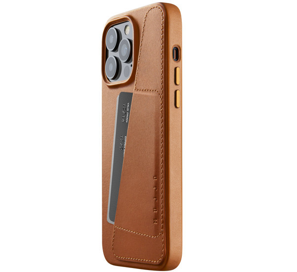 Mujjo Leather Wallet Case iPhone 14 Pro Max brown