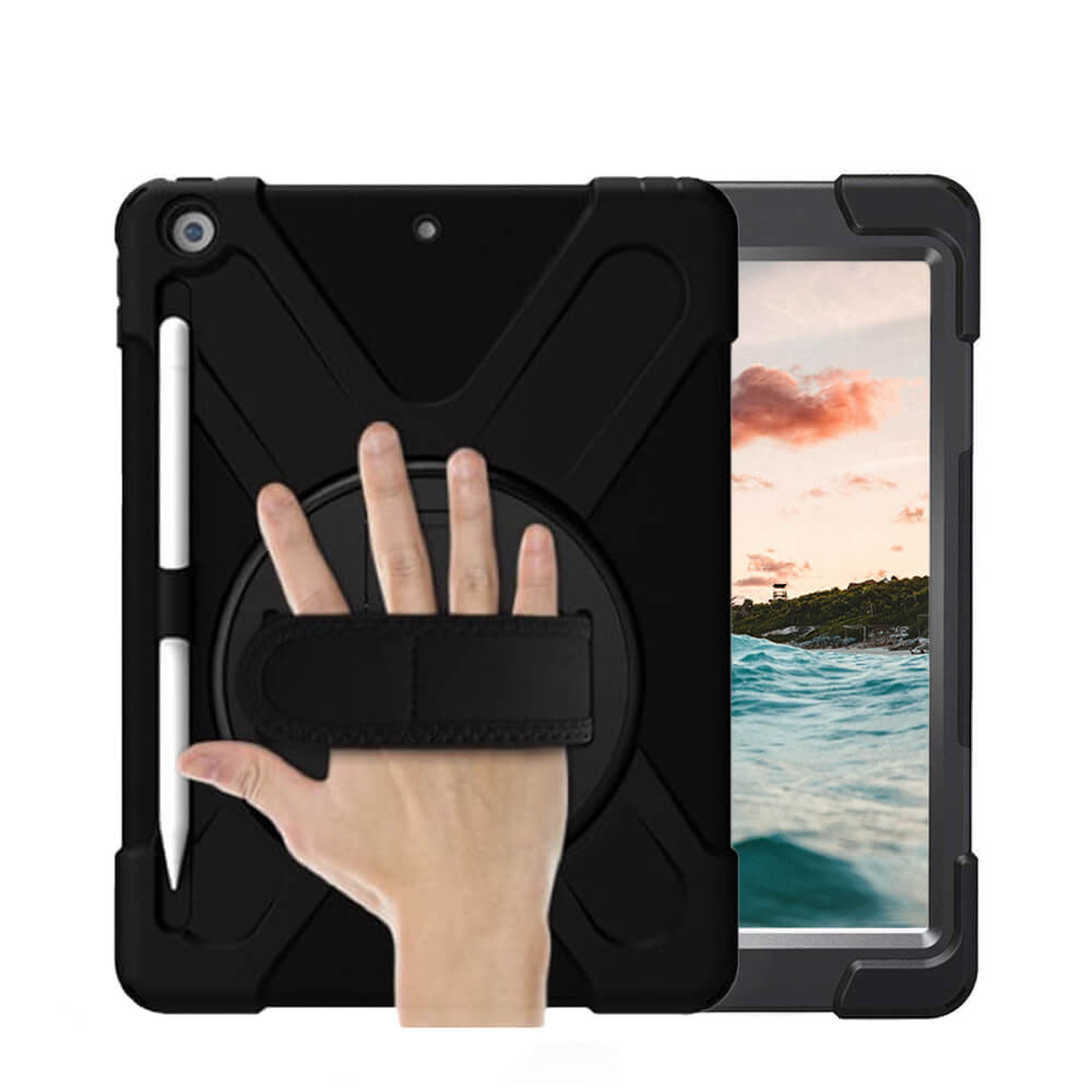 Casecentive Handstrap - Case con impugnatura per iPad 10.2 2019 / 2020 - Nero