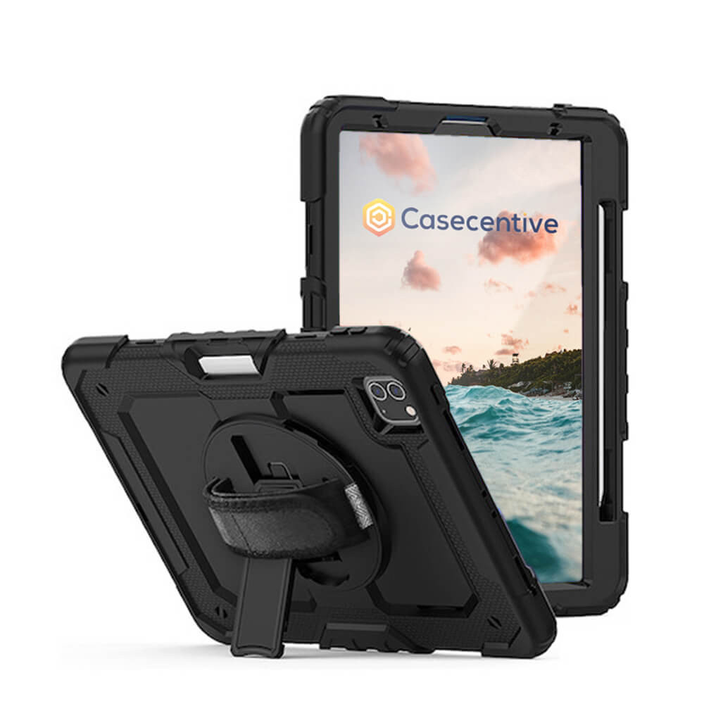 Casecentive Handstrap Pro - Case con impugnatura per iPad Pro 11'' 2021 / 2022 - Nero