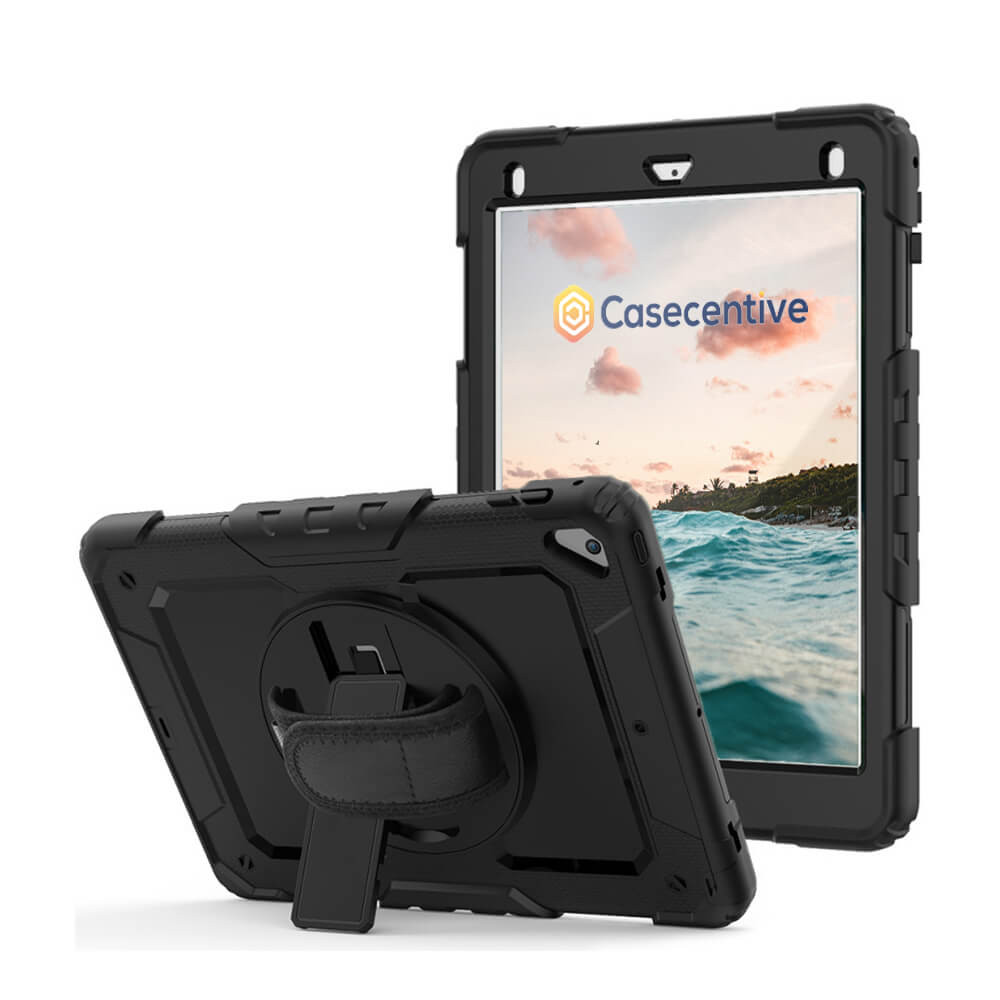Casecentive Handstrap Pro - Case con impugnatura per iPad 2017 / 2018 - Nero