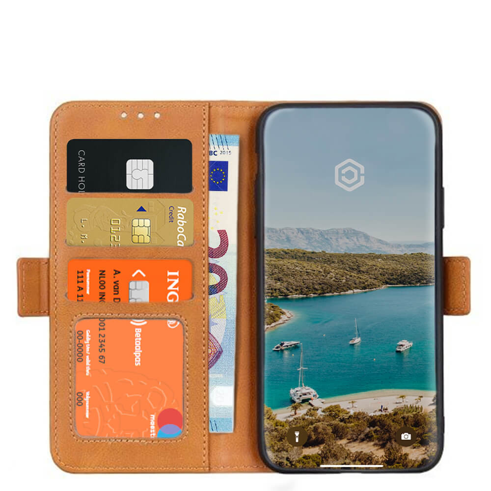Casecentive Magnetische Leren Wallet case iPhone 12 / iPhone Pro tan
