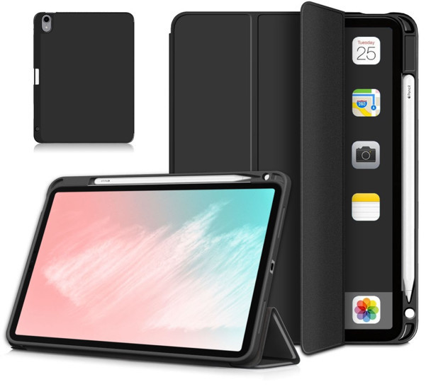 Casecentive Tri-fold - Case per iPad Air 2020 / 2022 con portapenna - Nero