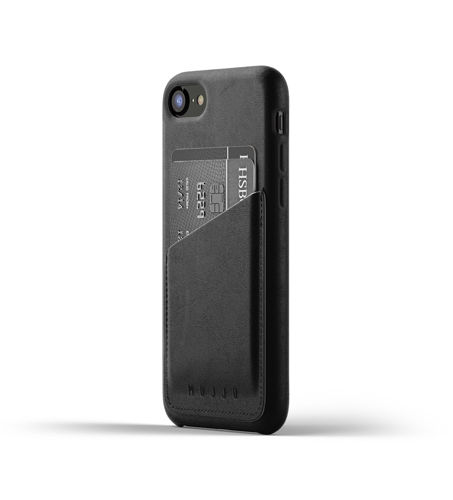 Mujjo Leather Wallet Case iPhone 7 / 8 / SE 2020 zwart