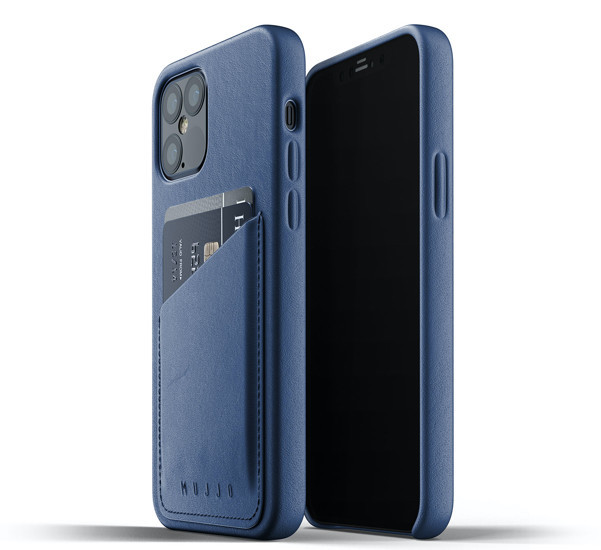 Mujjo Leather Wallet Case iPhone 12 / iPhone 12 Pro blauw