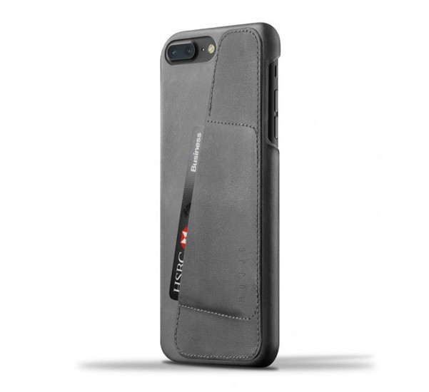 Mujjo Leather Wallet Case iPhone 7 Plus grijs