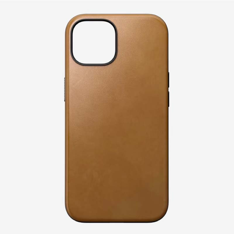 Nomad - Cover in pelle Modern Leather Magsafe per iPhone 15 - Marrone chiaro