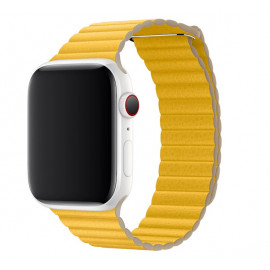 Apple Loop - Cinturino a maglie in pelle per Apple Watch - 42mm / 44mm / 45mm / 49mm - Meyer Lemon