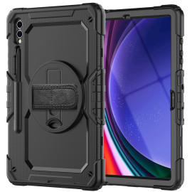 Casecentive Handstrap Pro - Case con impugnatura per Galaxy Tab S9 2023 - Nero