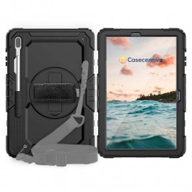 Casecentive Handstrap Pro - Case con impugnatura per Galaxy Tab S7 FE 2021 - Nero