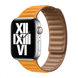 Apple Leather Link - Cinturino in pelle Apple Watch 42mm / 44mm / 45mm - Medium - California Poppy