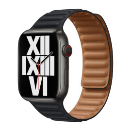 Apple Leather Link - Cinturino in pelle Apple Watch 42mm / 44mm / 45mm - M/L - Midnight