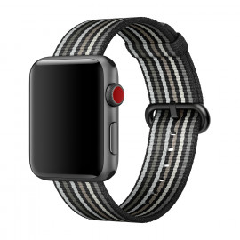 Apple Woven Nylon - Cinturino per Apple Watch 42mm / 44mm / 45mm / 49mm - Black Stripe