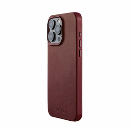 Mujjo - Cover Impact Case con MagSafe per iPhone 15 Pro - Bordeaux
