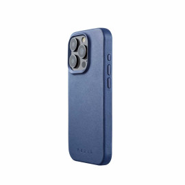 Mujjo - Cover in pelle con MagSafe per iPhone 15 Pro - Blu
