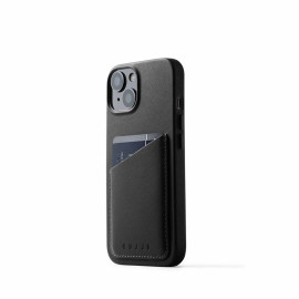 Mujjo - Cover a portafoglio in pelle per iPhone 15 - Nero
