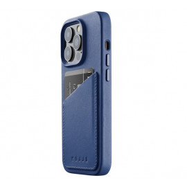 Mujjo Leather Wallet Case iPhone 14 Pro blue