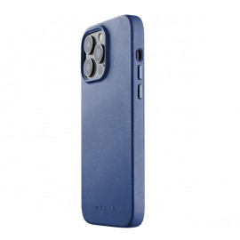 Mujjo - Cover in pelle con MagSafe per iPhone 14 Plus - Blu