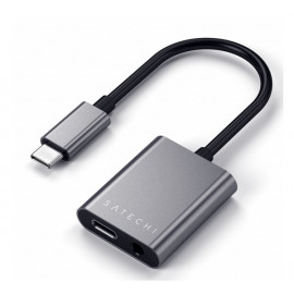 Satechi - Adattatore Cuffie da Tipo-C a 3,5mm e USB-C - Grigio scuro