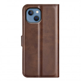 Casecentive - Cover a portafoglio in pelle per iPhone 14 Plus - Marrone scuro
