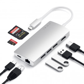 Satechi - Adattatore Multiporta V2 - USB-C - Ethernet - Argento 