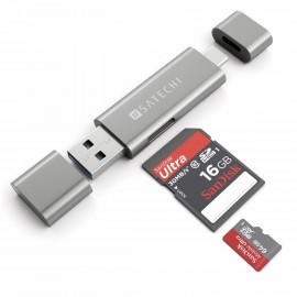 Satechi - Lettore Scheda SD per USB-C e USB 3.0 - Space Grey