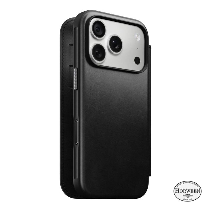 Nomad Modern Custodia Folio in Pelle Horween iPhone 18 Pro Nera