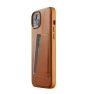 Mujjo - Custodia Portafoglio in Pelle per iPhone 14 / 15 Plus - Marrone sticky