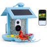 HiBirds - Casetta per uccielli Smart Bird Feeder con telecamera con pannelli solari - Celeste sticky