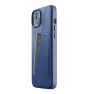 Mujjo - Custodia Portafoglio in Pelle per iPhone 14 / 15 Plus - Blu sticky