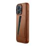 Mujjo - Cover a portafoglio in pelle per iPhone 16 Pro Max - Marrone sticky
