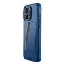 Mujjo - Cover a portafoglio in pelle per iPhone 16 Pro Max - Blu sticky