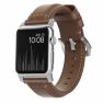 Nomad Traditional - Cinturino in pelle per Apple Watch 42mm / 44mm / 45mm / 49mm - Marrone / Argento sticky
