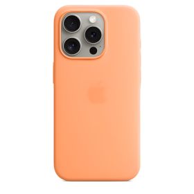 Custodia MagSafe in silicone Apple per iPhone 15 Pro Orange Sorbet