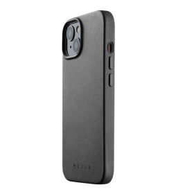 Mujjo - Cover in pelle con MagSafe per iPhone 14 / 15 Plus - Nero