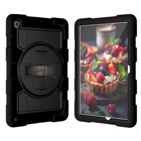 Casecentive - Custodia Rigida con Cinturino per Galaxy Tab A9 Plus - Nero