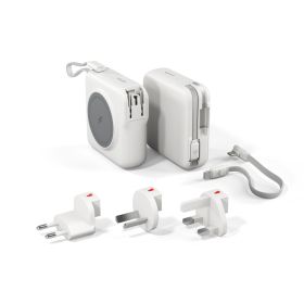 Epico Travel UltraPack 3in1 Batteria Esterna Wireless Magnetica Portatile 10 000 mAh con Caricatore da Muro Bianco
