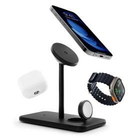 Twelve South - HiRise Deluxe Supporto di Ricarica Wireless 3-in-1 - Nero