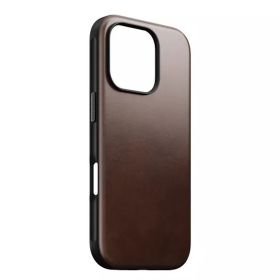 Nomad - Custodia in Pelle Modern per iPhone 16 Pro - Rustic Brown Horween